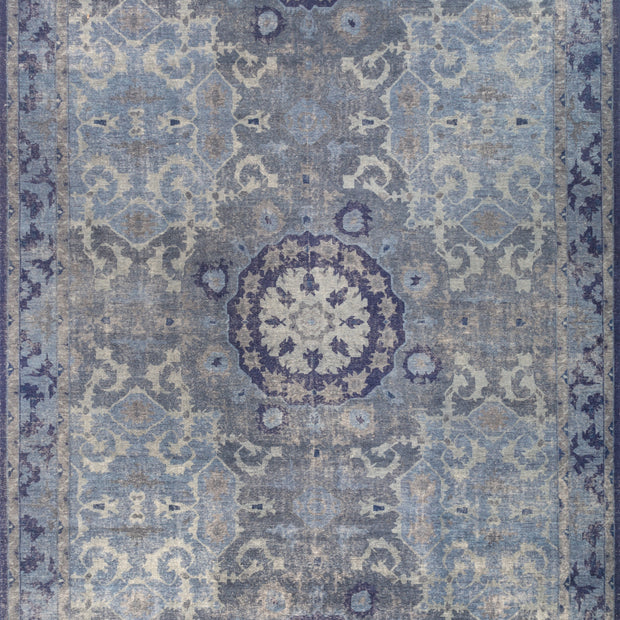 Carpet For Living room 2x3 Feet Blue Wool Rectangle Vintage and Distressed Rug