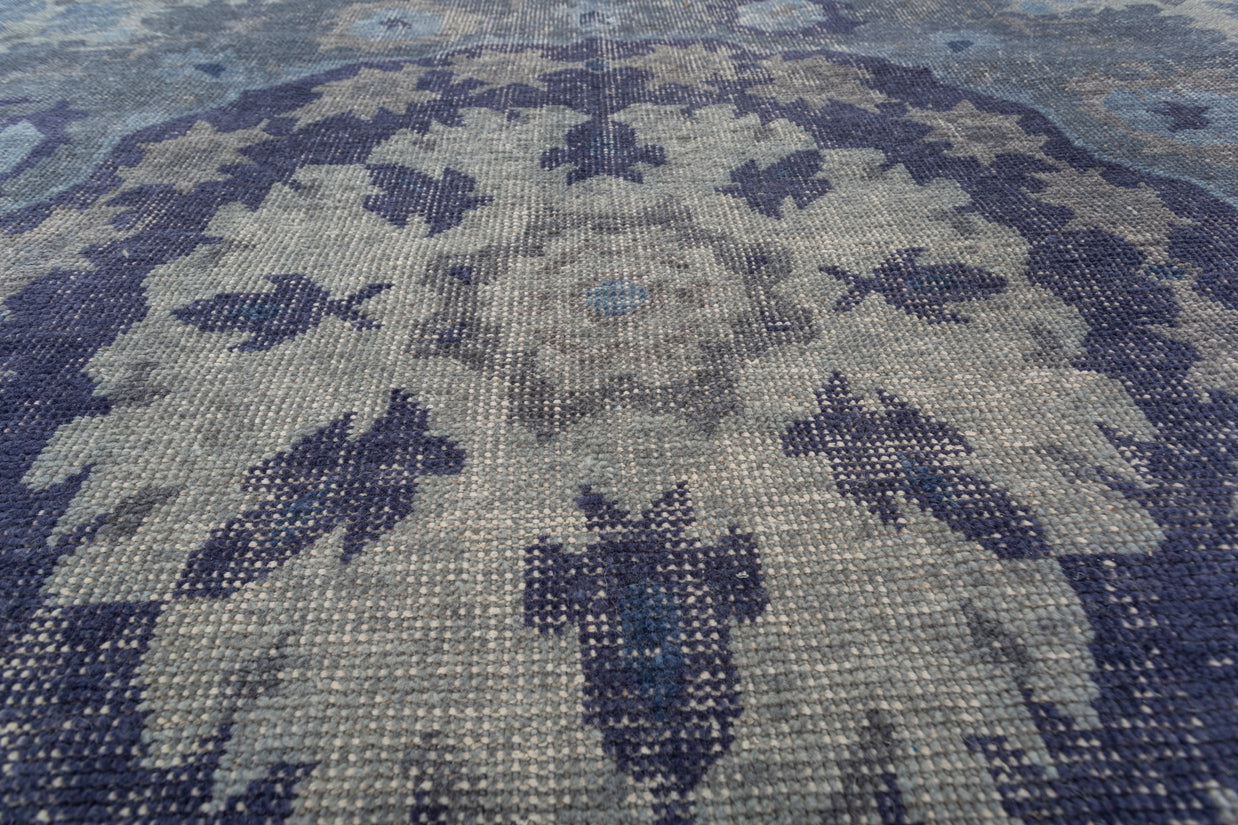 Carpet For Living room 2x3 Feet Blue Wool Rectangle Vintage and Distressed Rug