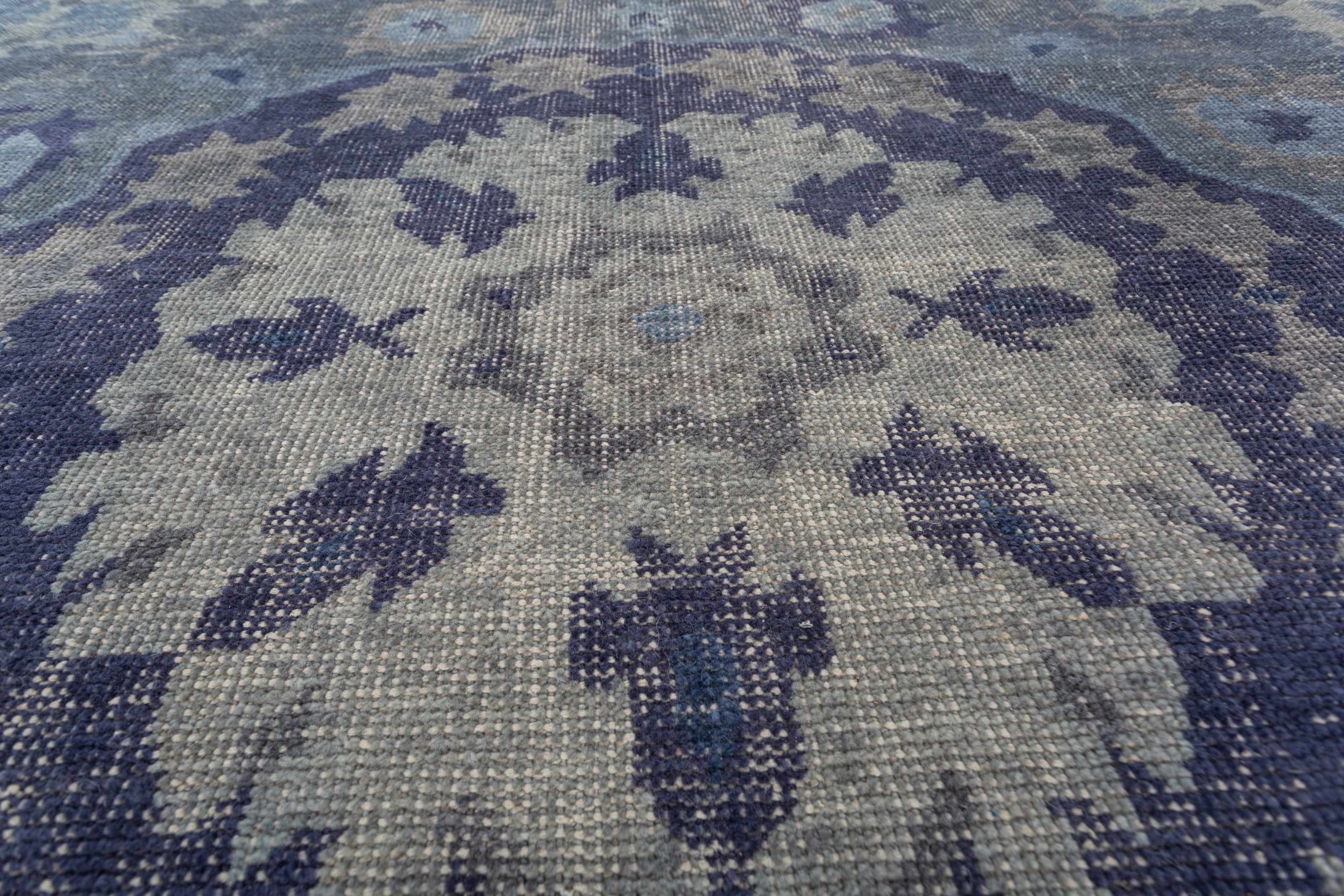 Carpet For Living room 2x3 Feet Blue Wool Rectangle Vintage and Distressed Rug