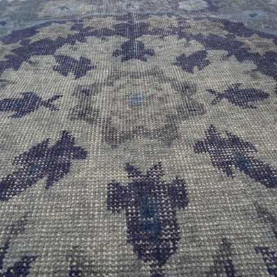 Carpet For Living room 2x3 Feet Blue Wool Rectangle Vintage and Distressed Rug