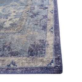 Carpet For Living room 2x3 Feet Blue Wool Rectangle Vintage and Distressed Rug