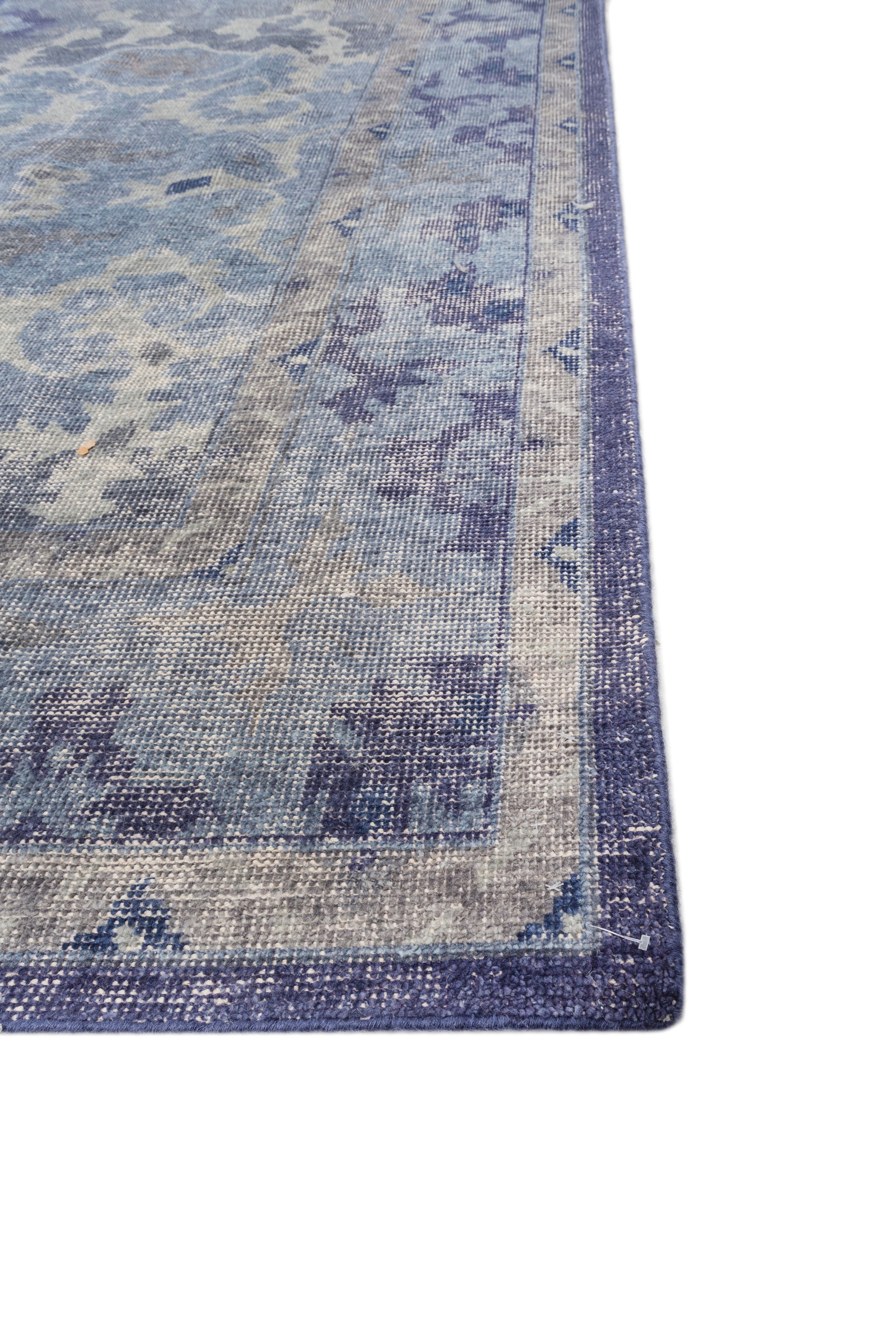 Carpet For Living room 2x3 Feet Blue Wool Rectangle Vintage and Distressed Rug