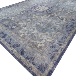 Carpet For Living room 2x3 Feet Blue Wool Rectangle Vintage and Distressed Rug
