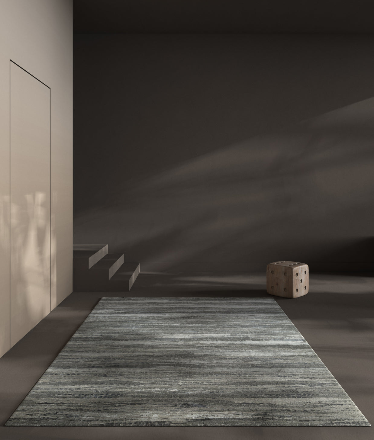 Carpet For Living room 2x3 Feet Grey and Black Wool and Bamboo Silk Rectangle Abstract Rug