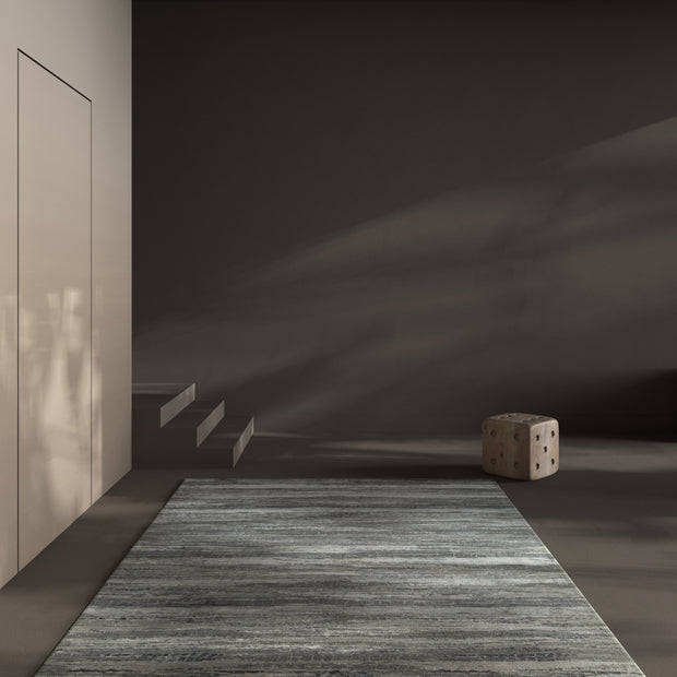 Carpet For Living room 2x3 Feet Grey and Black Wool and Bamboo Silk Rectangle Abstract Rug