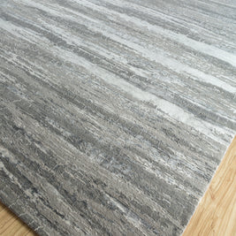 Carpet For Living room 2x3 Feet Grey and Black Wool and Bamboo Silk Rectangle Abstract Rug