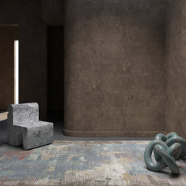 Carpet For Living room 2x3 Feet Beige and Brown Wool and Bamboo Silk Rectangle Abstract Rug