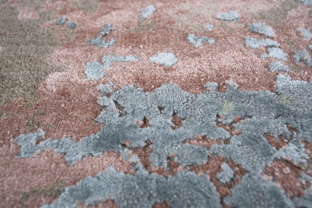 Carpet For Living room 2x3 Feet Beige and Brown Wool and Bamboo Silk Rectangle Abstract Rug