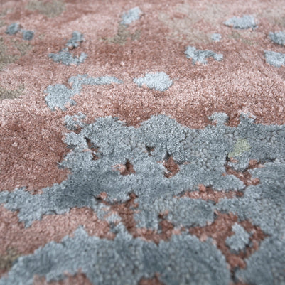 Carpet For Living room 2x3 Feet Beige and Brown Wool and Bamboo Silk Rectangle Abstract Rug