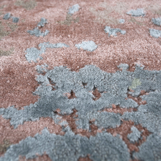 Carpet For Living room 2x3 Feet Beige and Brown Wool and Bamboo Silk Rectangle Abstract Rug