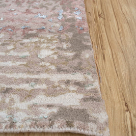 Carpet For Living room 2x3 Feet Beige and Brown Wool and Bamboo Silk Rectangle Abstract Rug