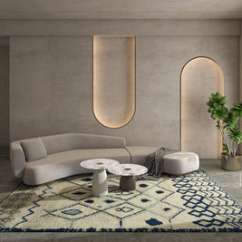 Carpet For Living room 5x8 Feet Beige and Brown Wool Rectangle Moroccan and Tribal Rug