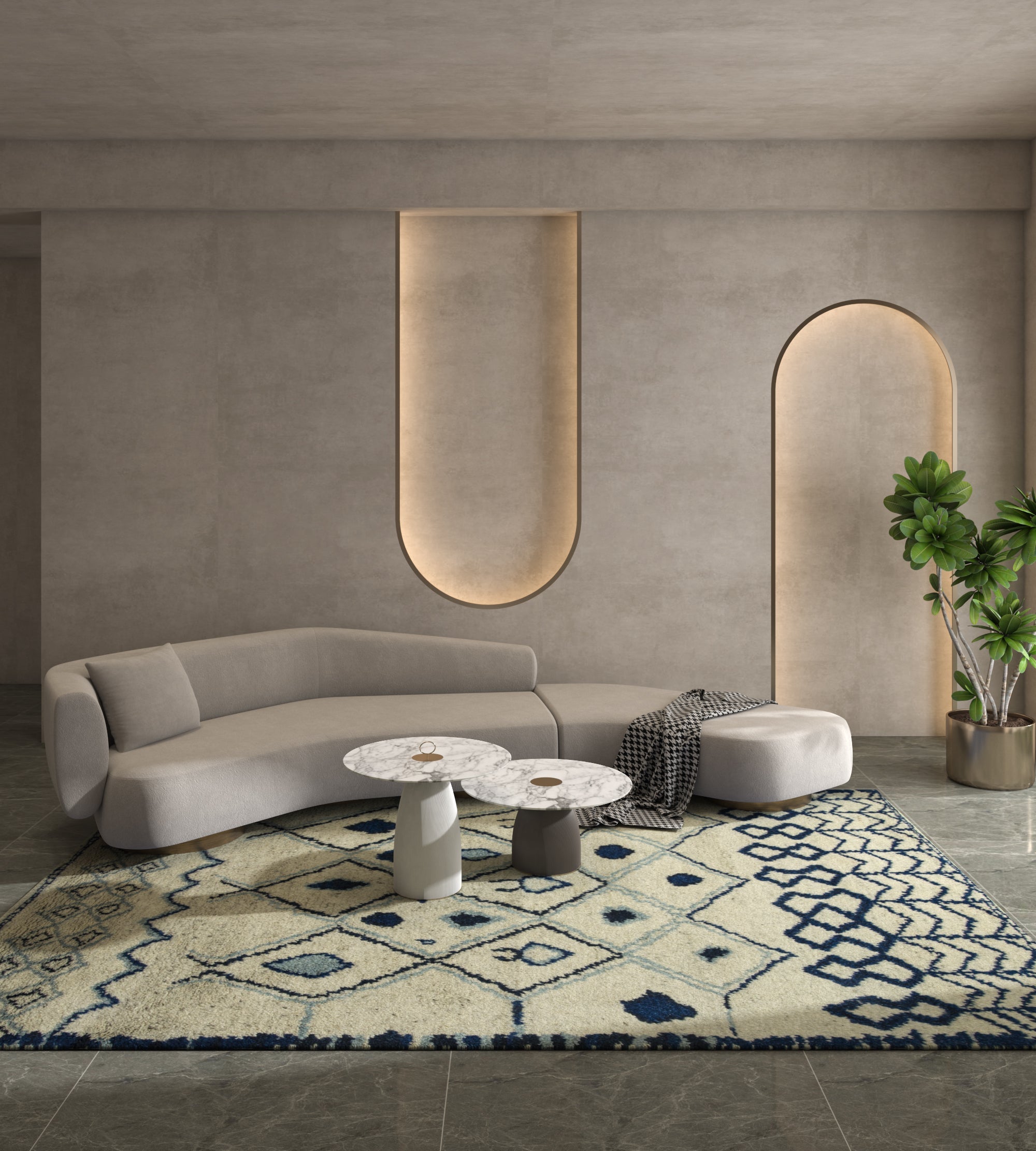 Carpet For Living room 5x8 Feet Beige and Brown Wool Rectangle Moroccan and Tribal Rug