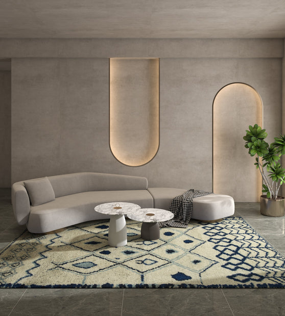 Carpet For Living room 5x8 Feet Beige and Brown Wool Rectangle Moroccan and Tribal Rug