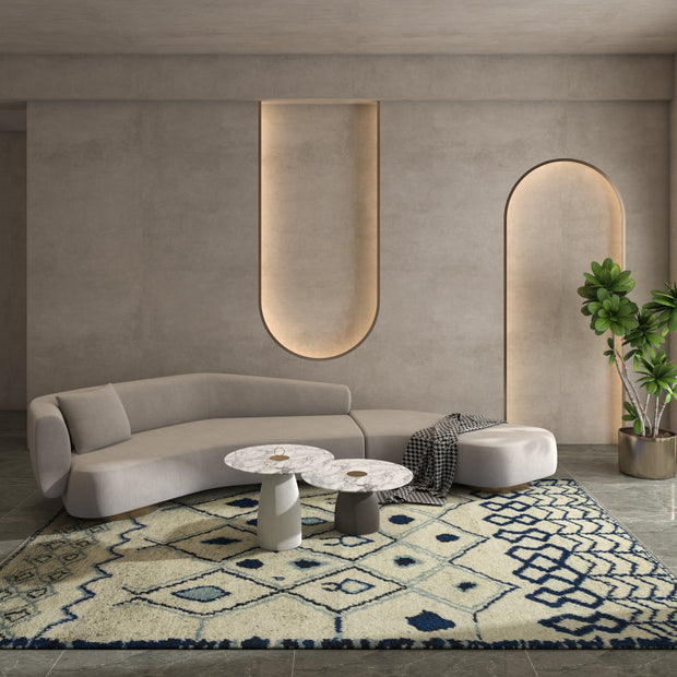 Carpet For Living room 5x8 Feet Beige and Brown Wool Rectangle Moroccan and Tribal Rug