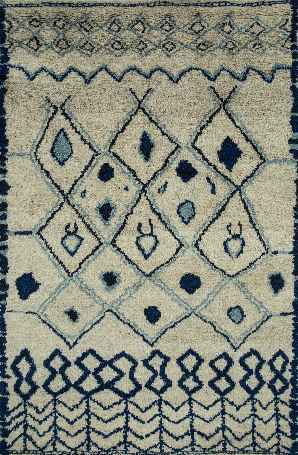 Carpet For Living room 5x8 Feet Beige and Brown Wool Rectangle Moroccan and Tribal Rug