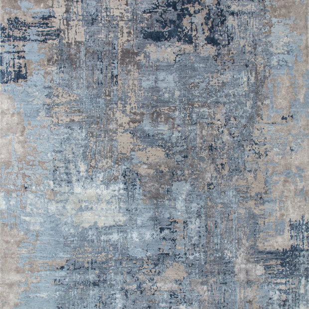 Carpet For Living room 2x3 Feet Grey and Black Wool and Bamboo Silk Rectangle Abstract Rug