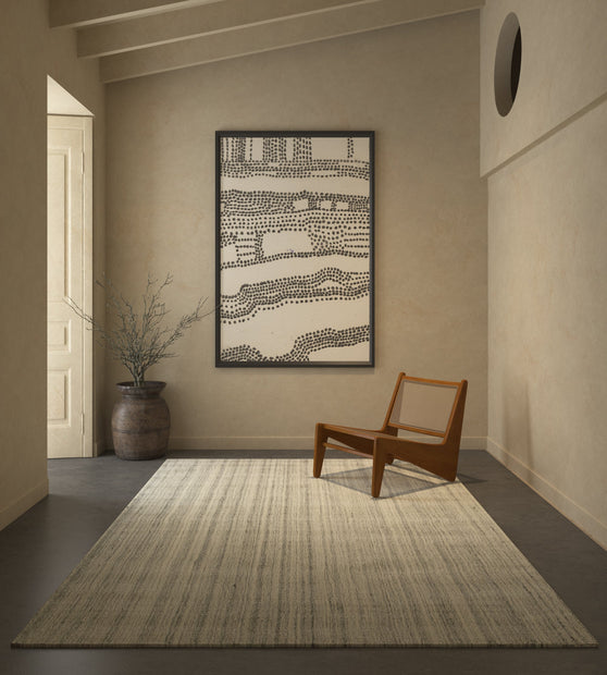 Carpet For Living room 8x10 Feet Grey and Black Wool and Viscose Rectangle Solid Rug