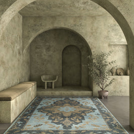 Carpet For Living room 2x3 Feet Blue Wool Rectangle Oriental and Traditional Rug