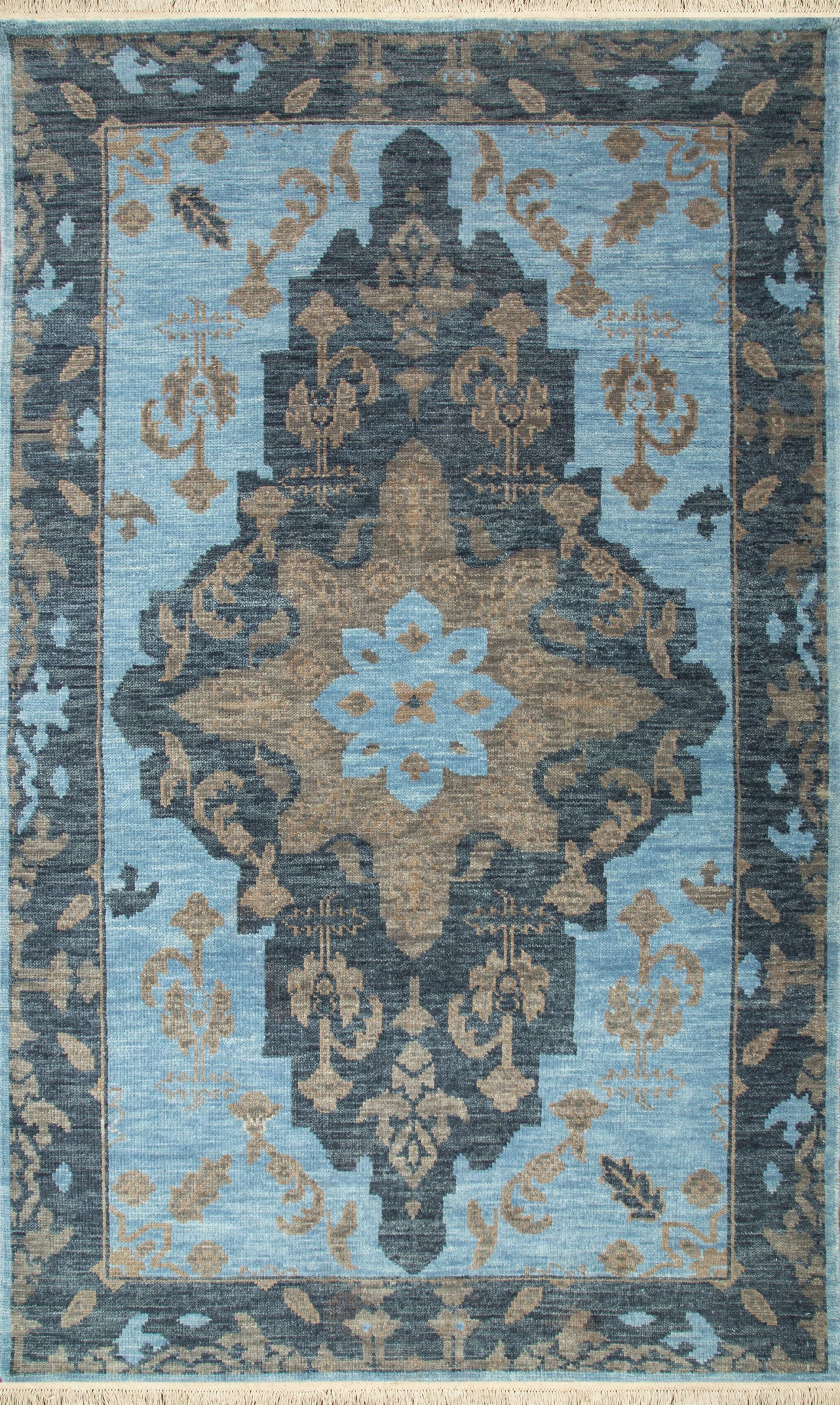 Carpet For Living room 2x3 Feet Blue Wool Rectangle Oriental and Traditional Rug