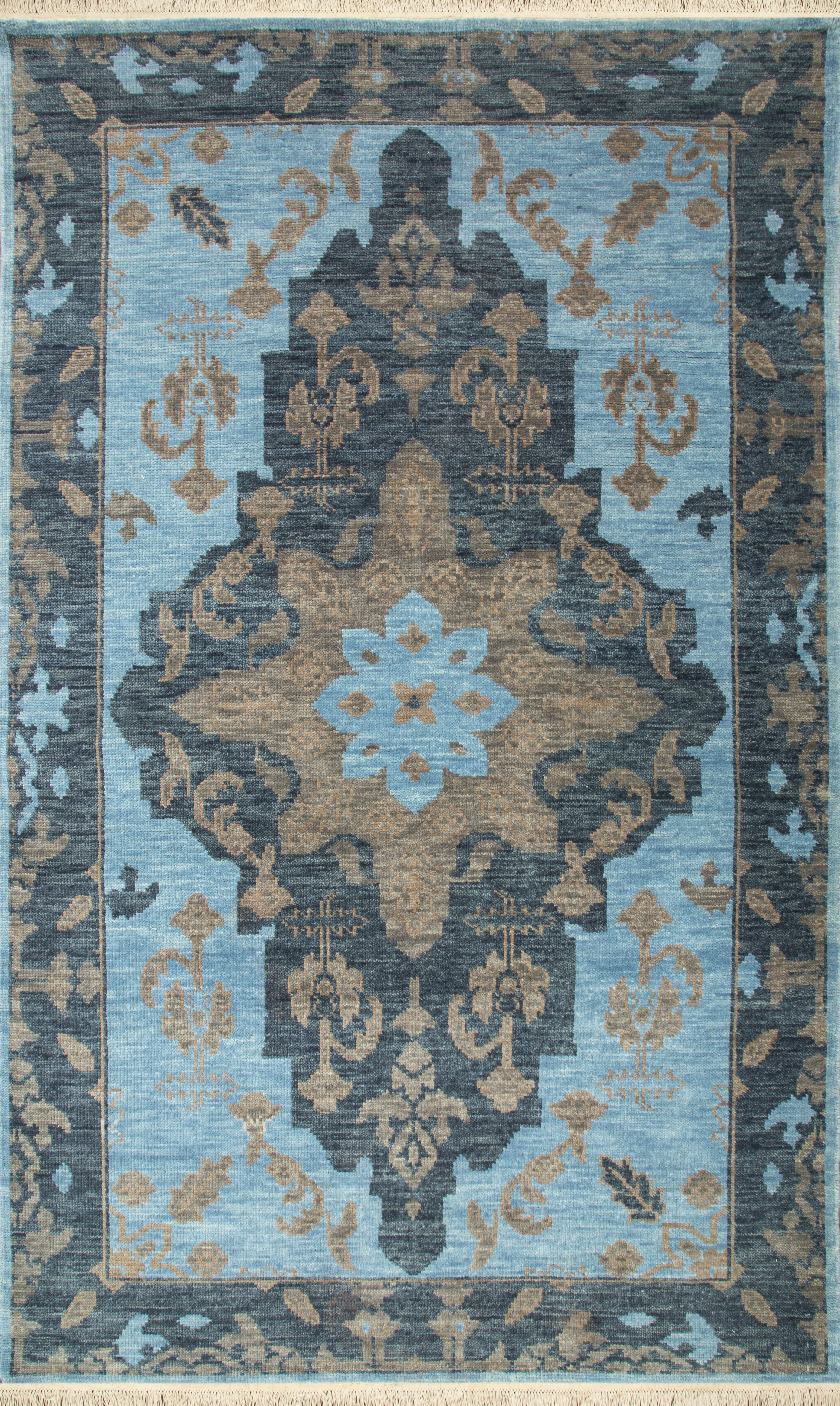 Carpet For Living room 2x3 Feet Blue Wool Rectangle Oriental and Traditional Rug
