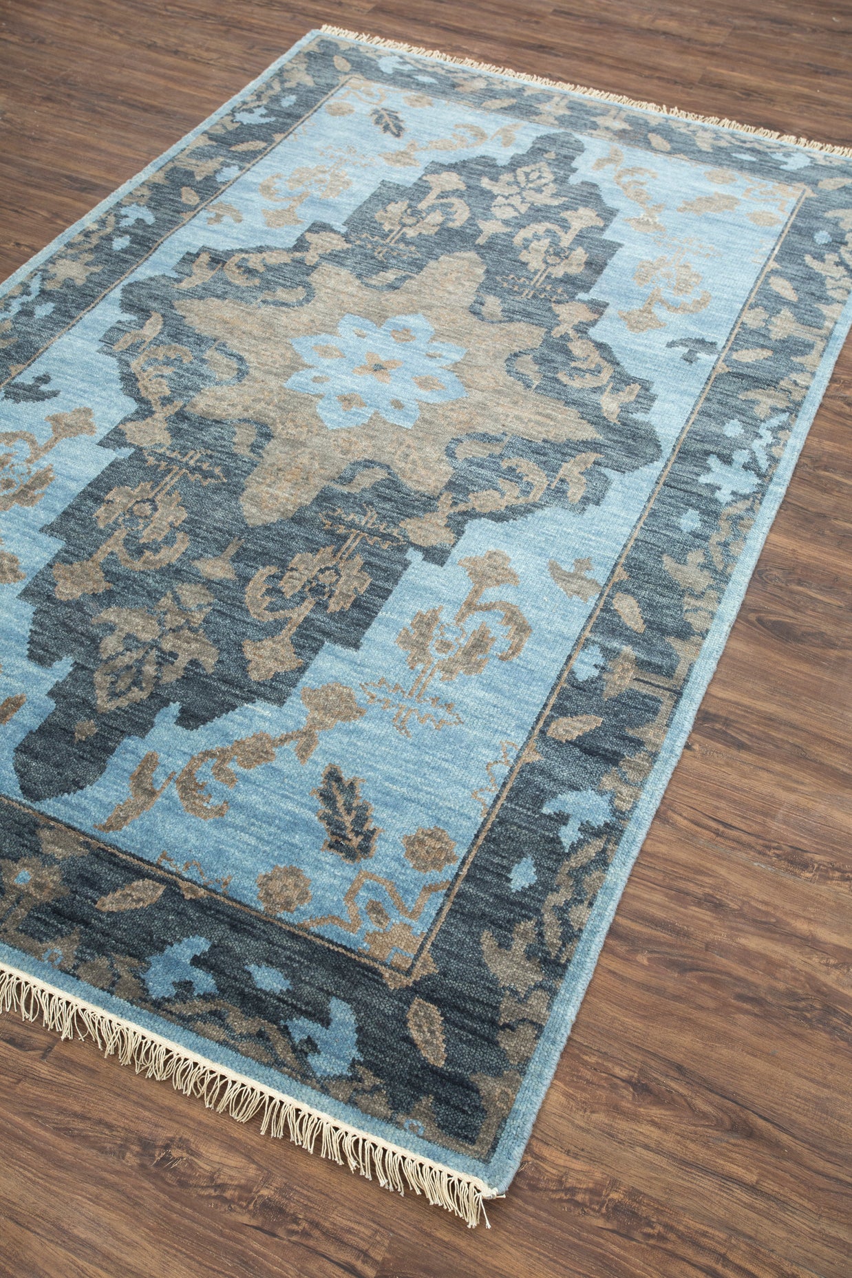 Carpet For Living room 2x3 Feet Blue Wool Rectangle Oriental and Traditional Rug