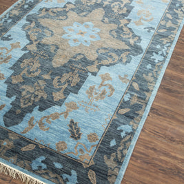 Carpet For Living room 2x3 Feet Blue Wool Rectangle Oriental and Traditional Rug