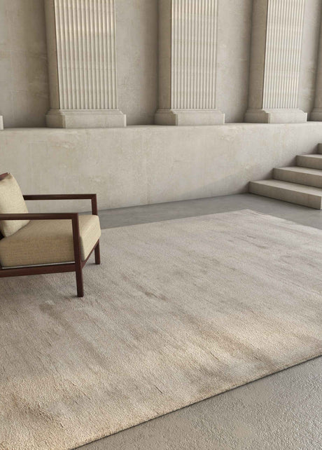 Carpet For Living room 4'6x6'6 Feet Beige and Brown Viscose Rectangle Solid Rug