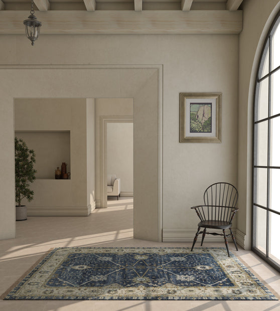 Carpet For Living room 2x3 Feet Blue Wool Rectangle Oriental and Traditional Rug