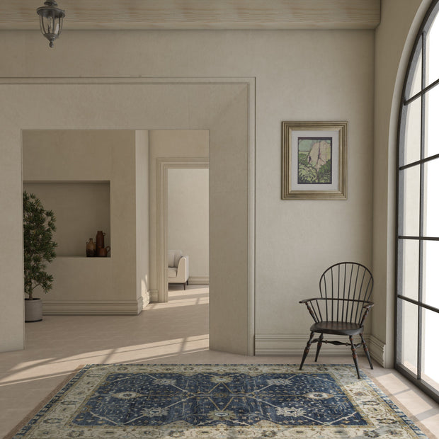 Carpet For Living room 2x3 Feet Blue Wool Rectangle Oriental and Traditional Rug