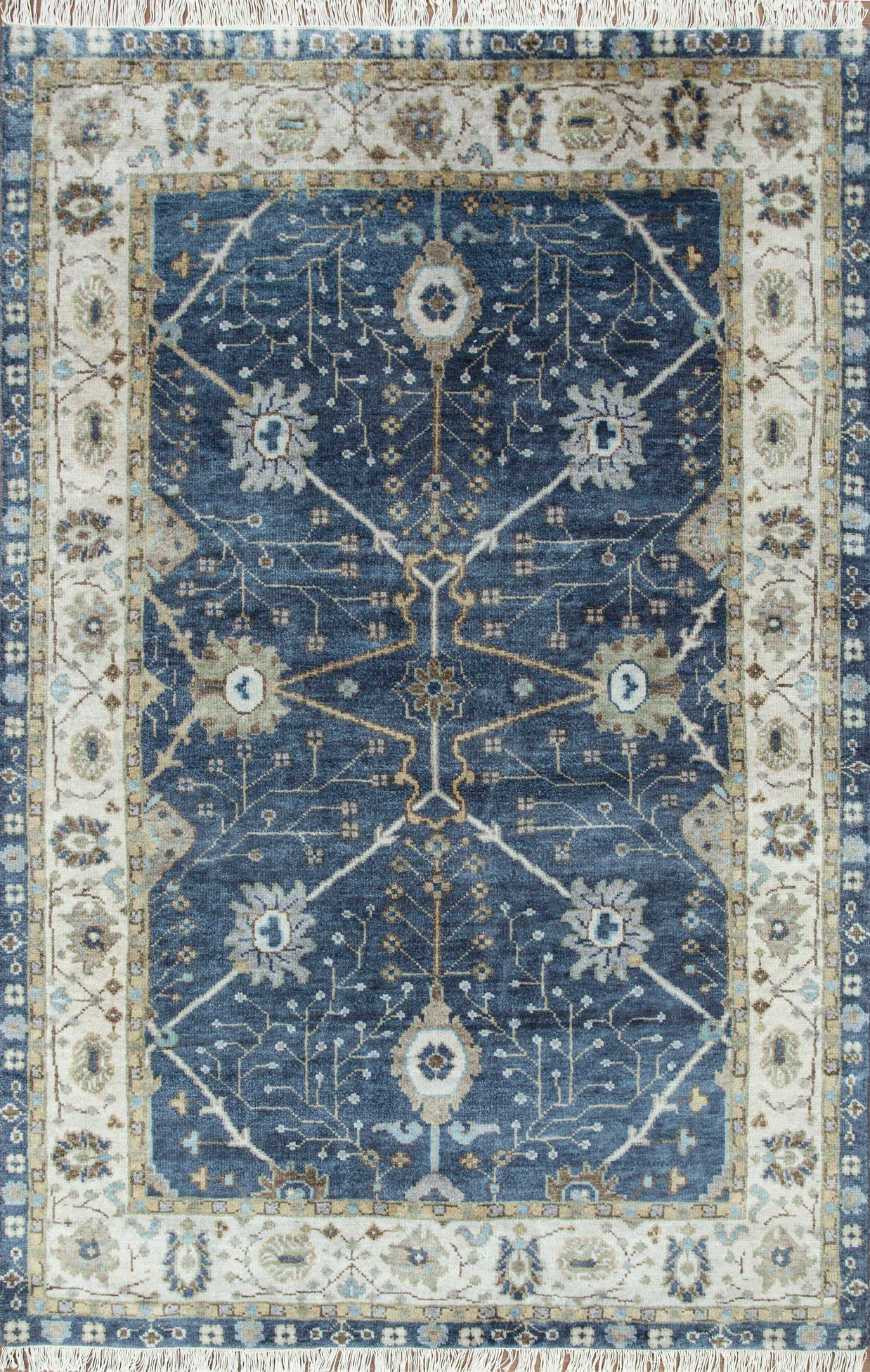 Carpet For Living room 2x3 Feet Blue Wool Rectangle Oriental and Traditional Rug