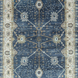 Carpet For Living room 2x3 Feet Blue Wool Rectangle Oriental and Traditional Rug