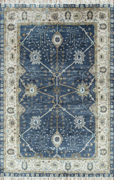 Carpet For Living room 2x3 Feet Blue Wool Rectangle Oriental and Traditional Rug