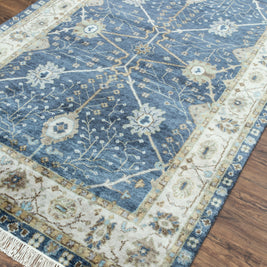 Carpet For Living room 2x3 Feet Blue Wool Rectangle Oriental and Traditional Rug