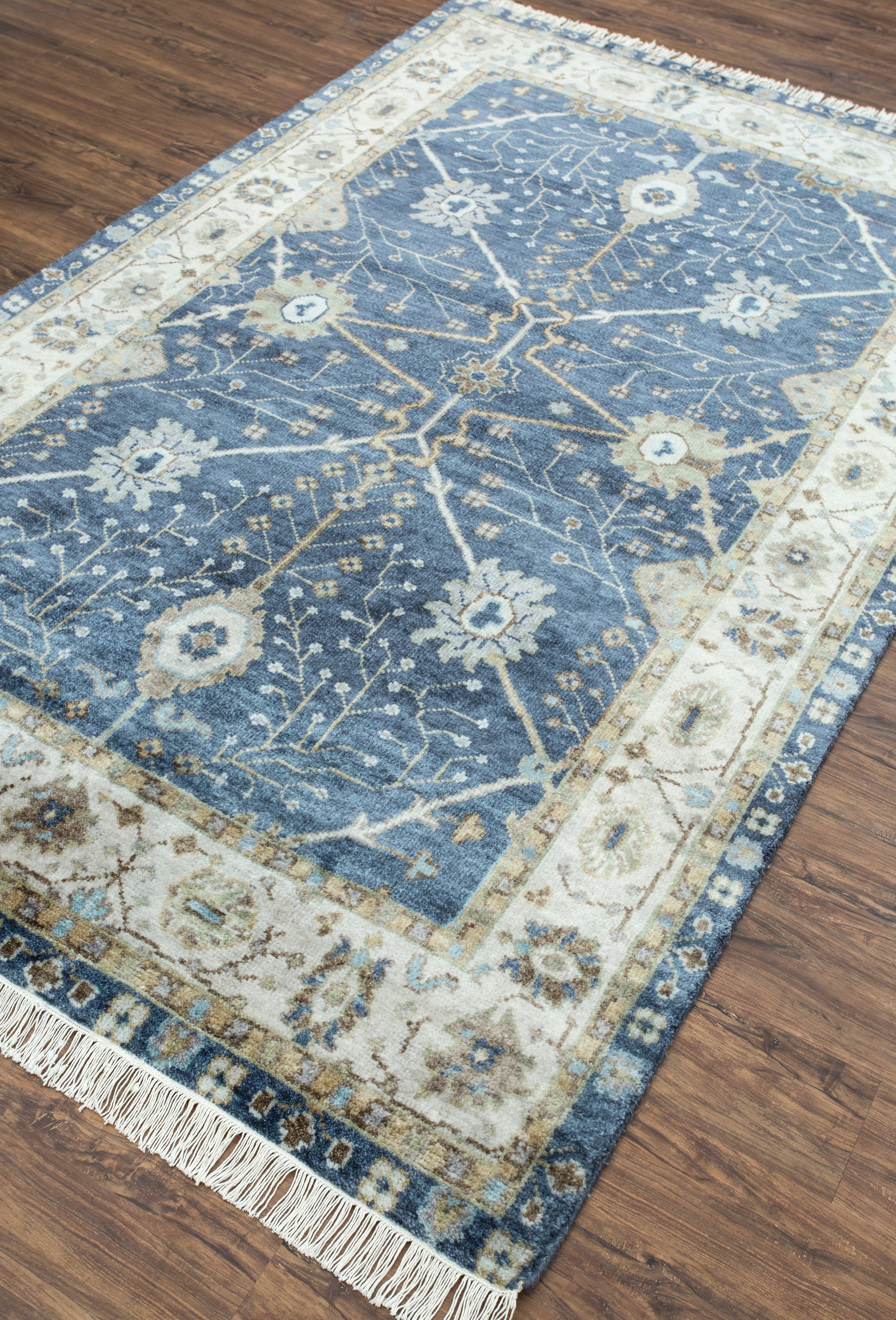 Carpet For Living room 2x3 Feet Blue Wool Rectangle Oriental and Traditional Rug