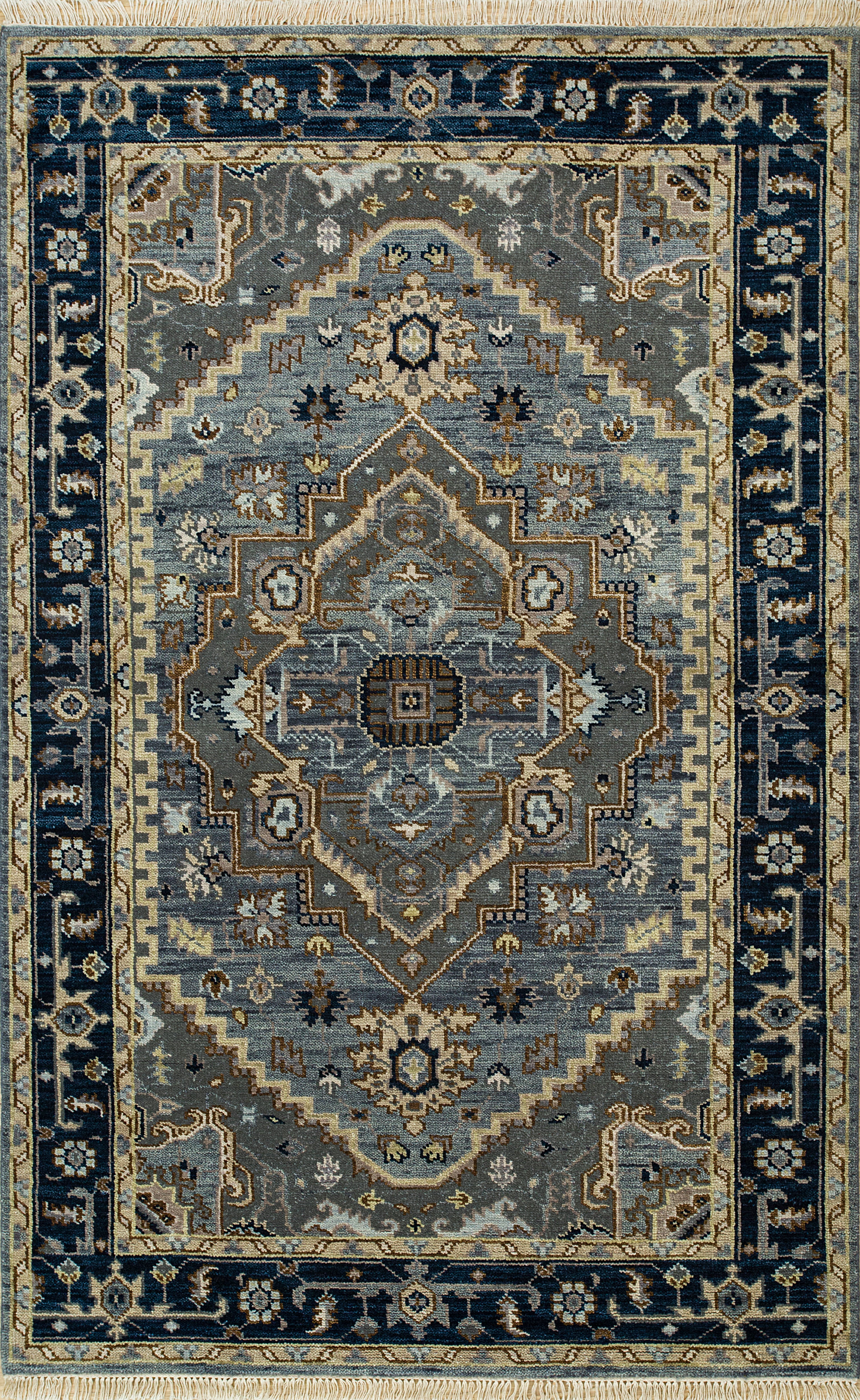 Carpet For Living room 8x10 Feet Blue Wool Rectangle Oriental and Traditional Rug