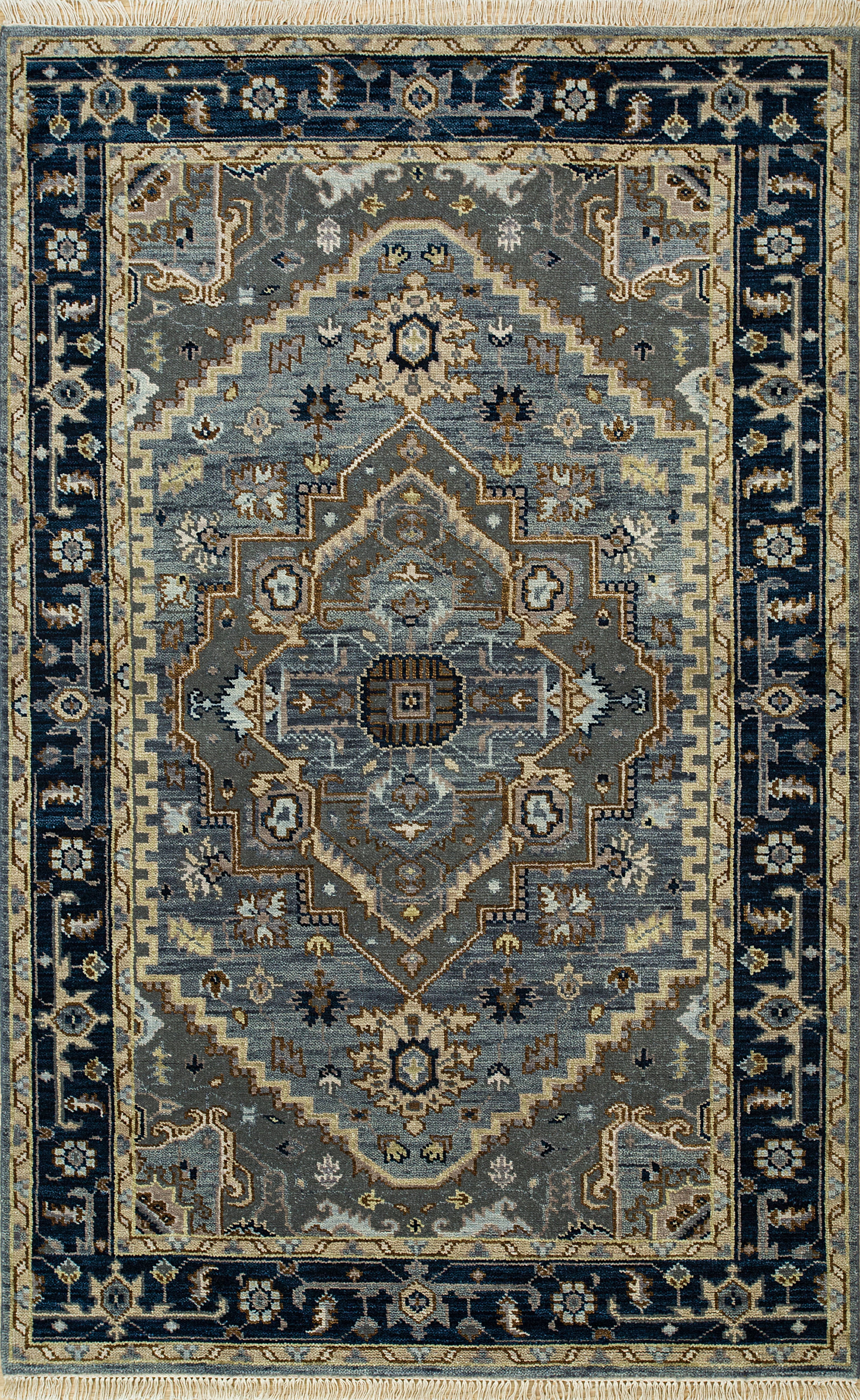 Carpet For Living room 8x10 Feet Blue Wool Rectangle Oriental and Traditional Rug