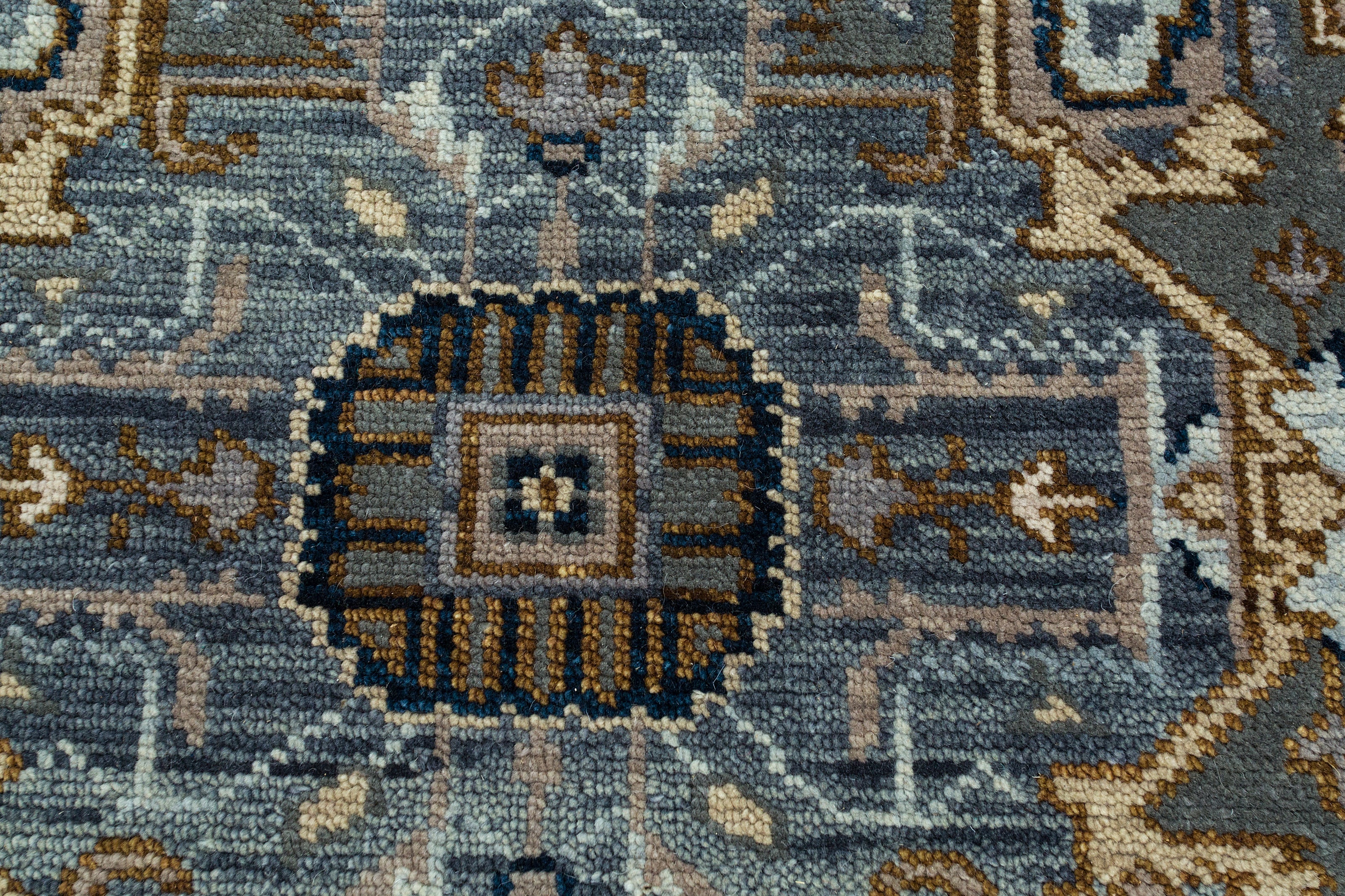 Carpet For Living room 8x10 Feet Blue Wool Rectangle Oriental and Traditional Rug