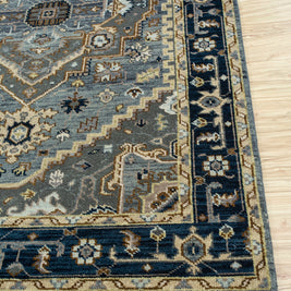 Carpet For Living room 8x10 Feet Blue Wool Rectangle Oriental and Traditional Rug
