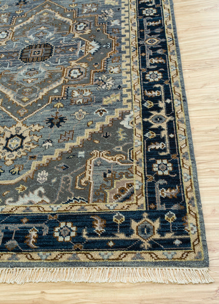 Carpet For Living room 8x10 Feet Blue Wool Rectangle Oriental and Traditional Rug