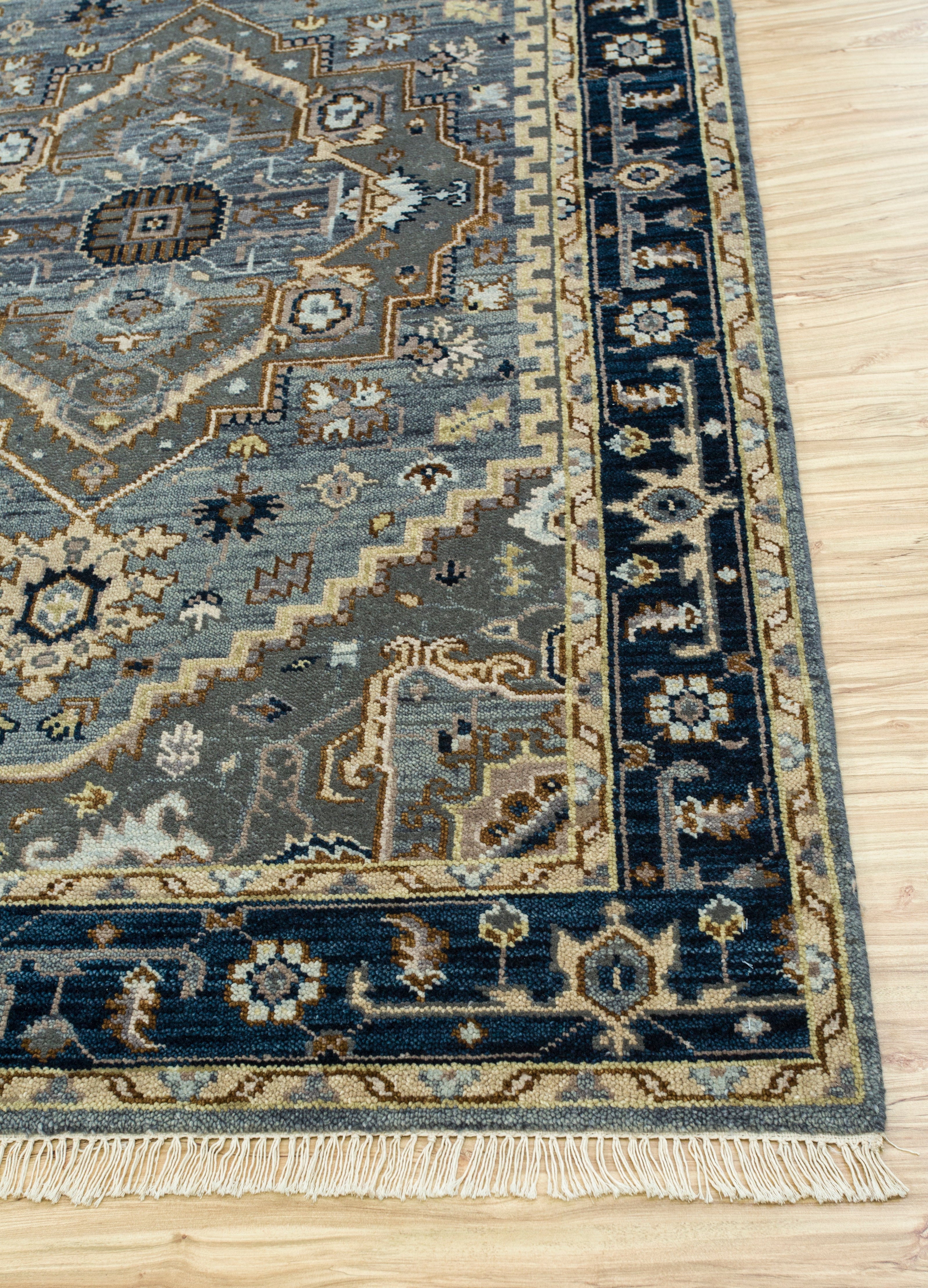 Carpet For Living room 8x10 Feet Blue Wool Rectangle Oriental and Traditional Rug