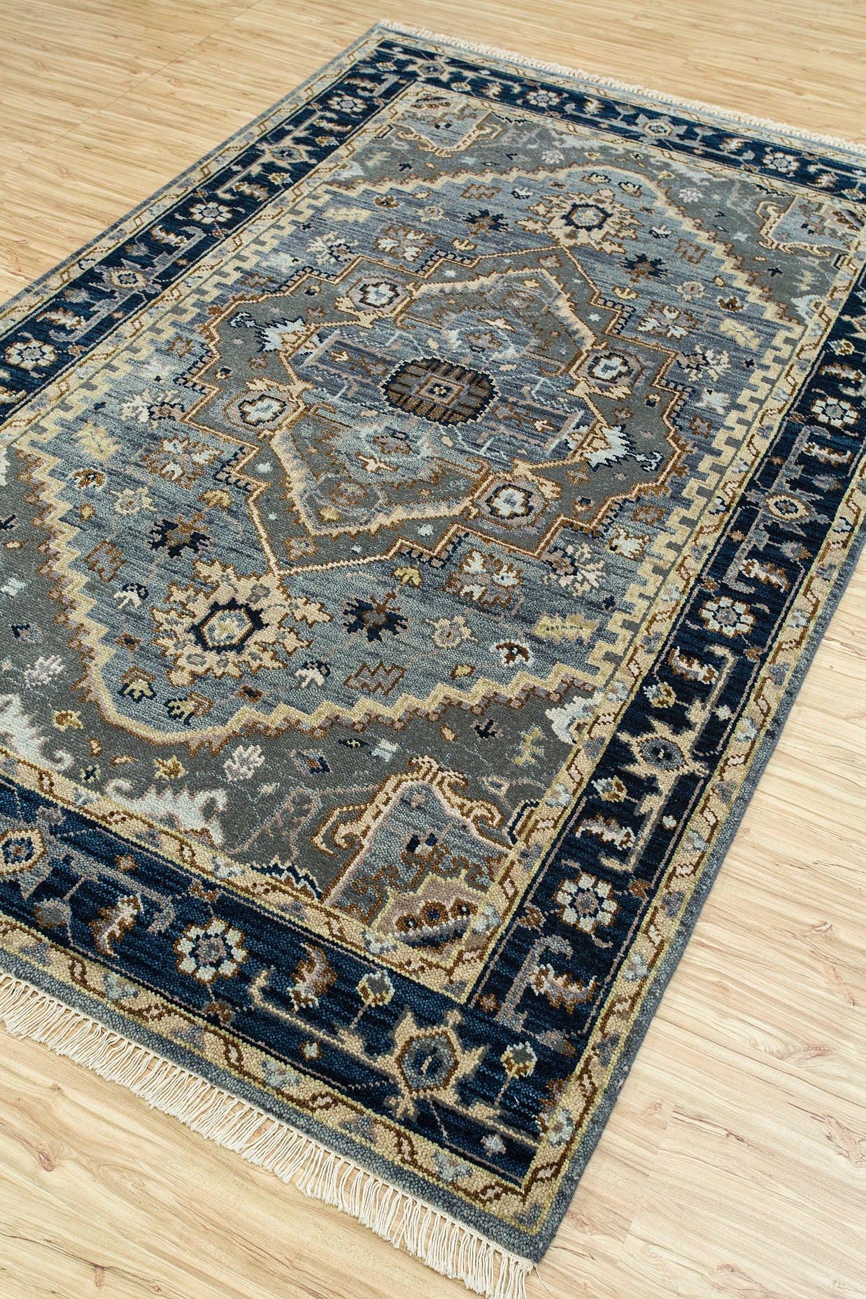 Carpet For Living room 8x10 Feet Blue Wool Rectangle Oriental and Traditional Rug