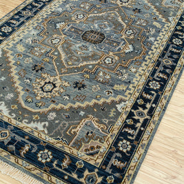 Carpet For Living room 8x10 Feet Blue Wool Rectangle Oriental and Traditional Rug