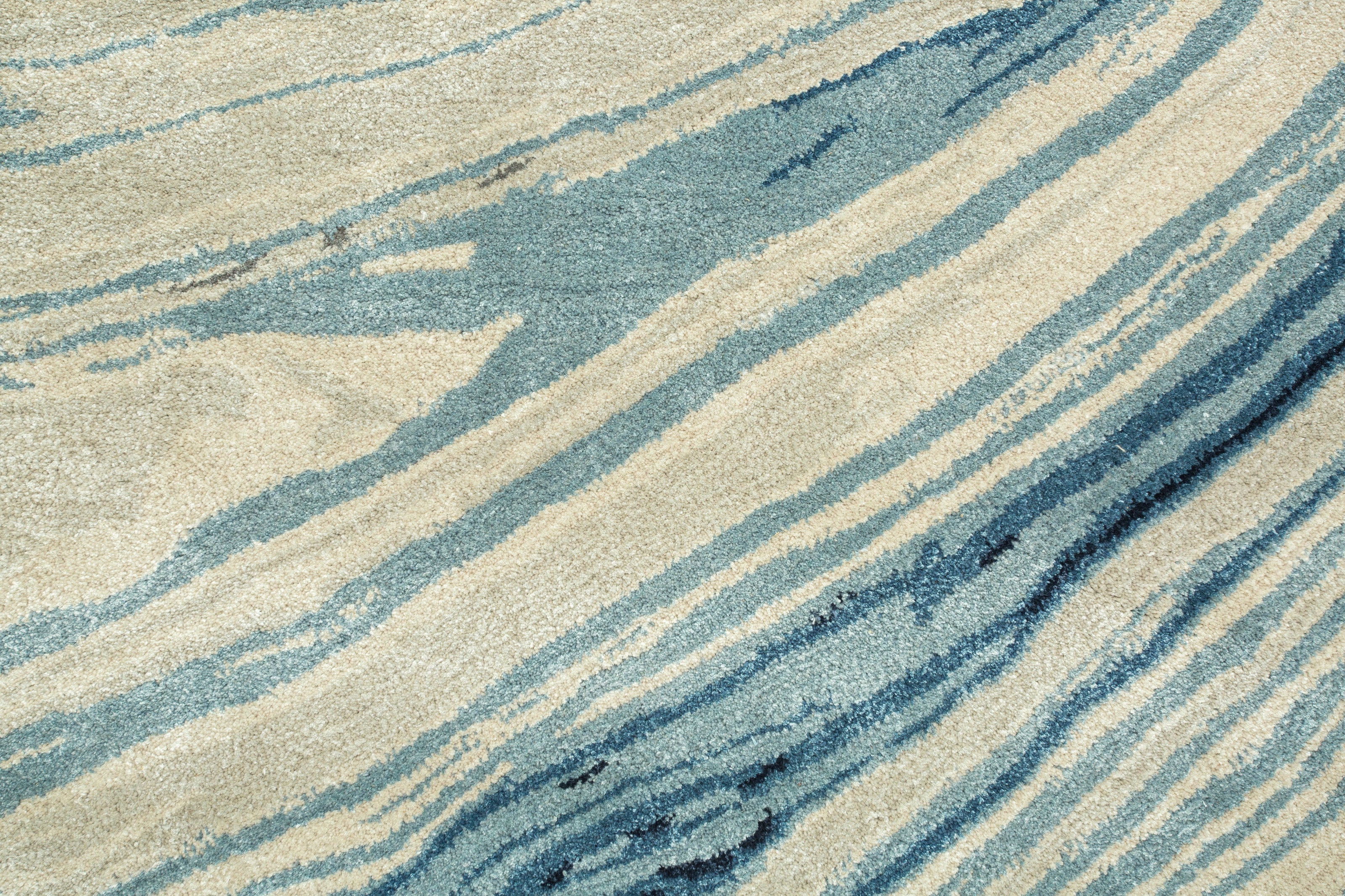 Carpet For Living room 8X11 Feet Grey And Black Wool & Viscose Rectangle Abstract Rug