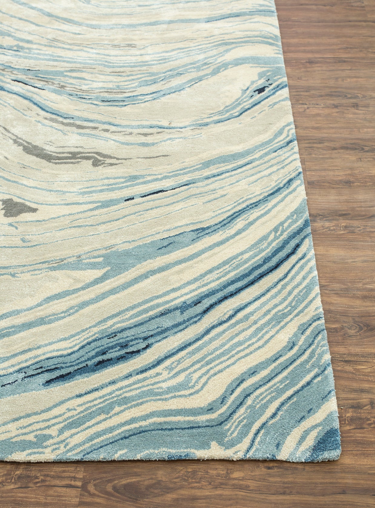 Carpet For Living room 8X11 Feet Grey And Black Wool & Viscose Rectangle Abstract Rug