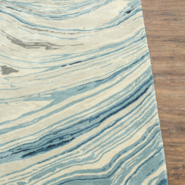 Carpet For Living room 8X11 Feet Grey And Black Wool & Viscose Rectangle Abstract Rug