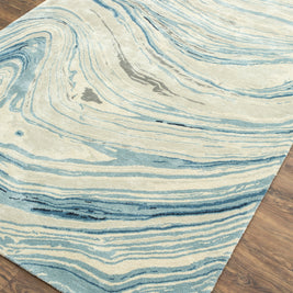 Carpet For Living room 8X11 Feet Grey And Black Wool & Viscose Rectangle Abstract Rug