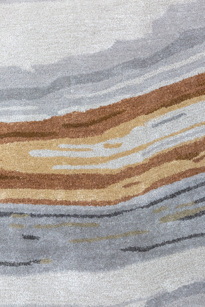 Carpet For Living room 8X11 Feet Grey And Black Wool & Viscose Rectangle Abstract Rug