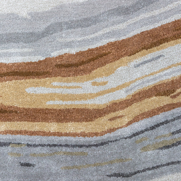 Carpet For Living room 8X11 Feet Grey And Black Wool & Viscose Rectangle Abstract Rug