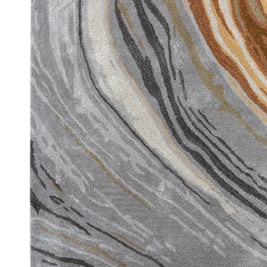 Carpet For Living room 8X11 Feet Grey And Black Wool & Viscose Rectangle Abstract Rug